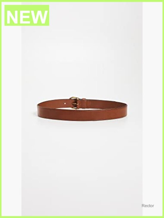 Genuine Leather Belt with Gold-Tone Buckle, Medium Weight, No Stretch